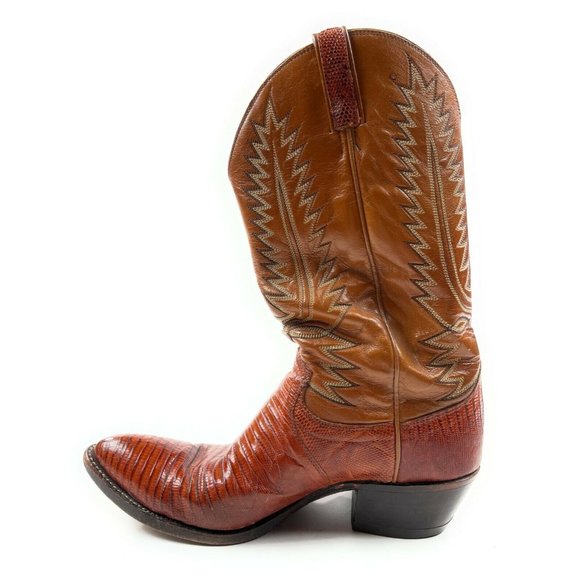 Dan Post Mens 9.5 D Snakeskin Leather Brown Exotic Western Cowboy Boots w/ Bag - Picture 4 of 16
